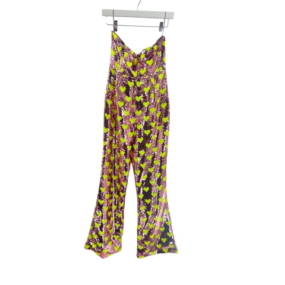 NWT Nasty gal tailored‎ sequin heart jumpsuit pink sz 4 - Picture 2 of 7